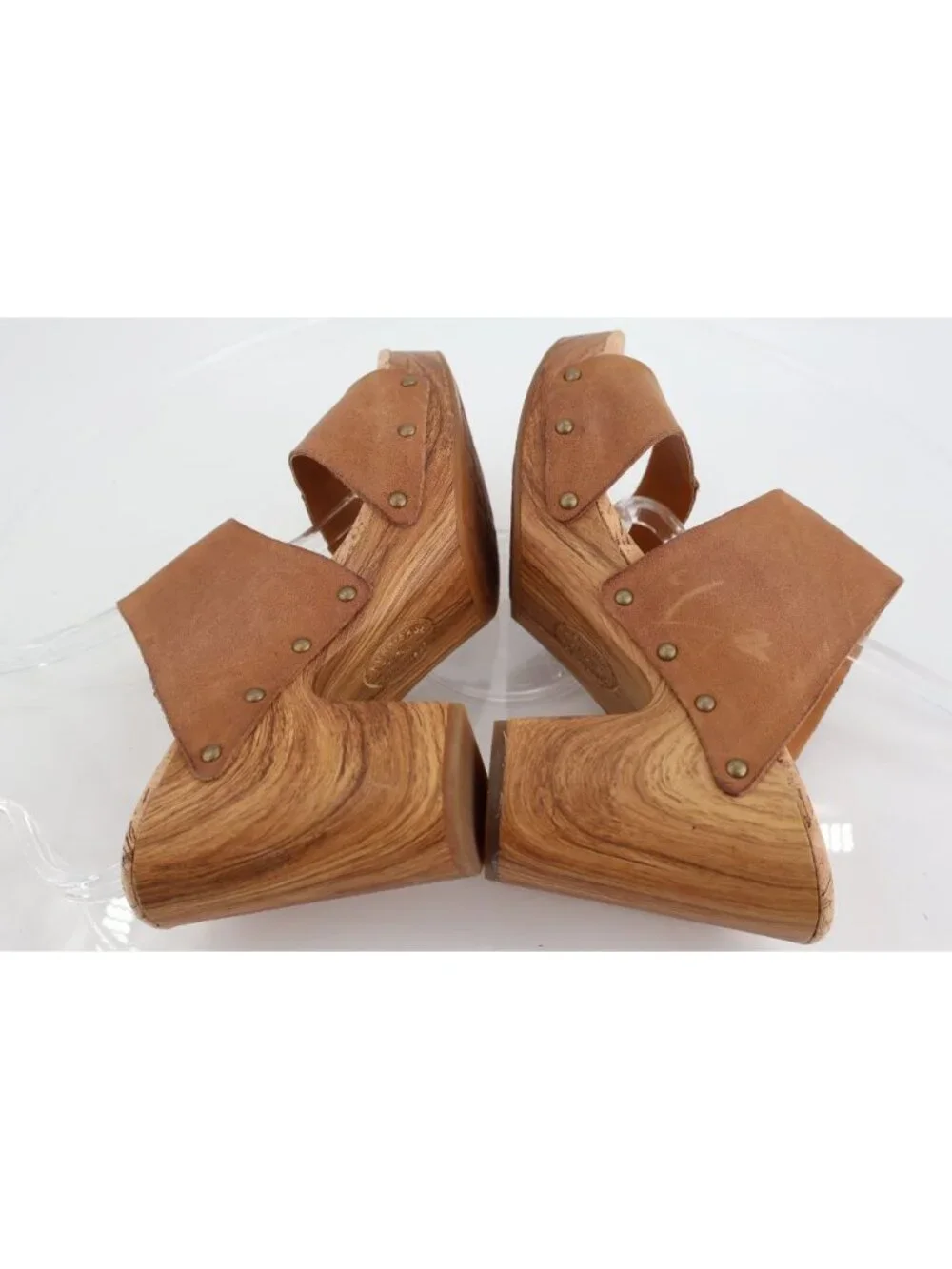 Kork-Ease Womens Darra Sandals Platform Block Heel Brown Slide Slip On Wooden 11